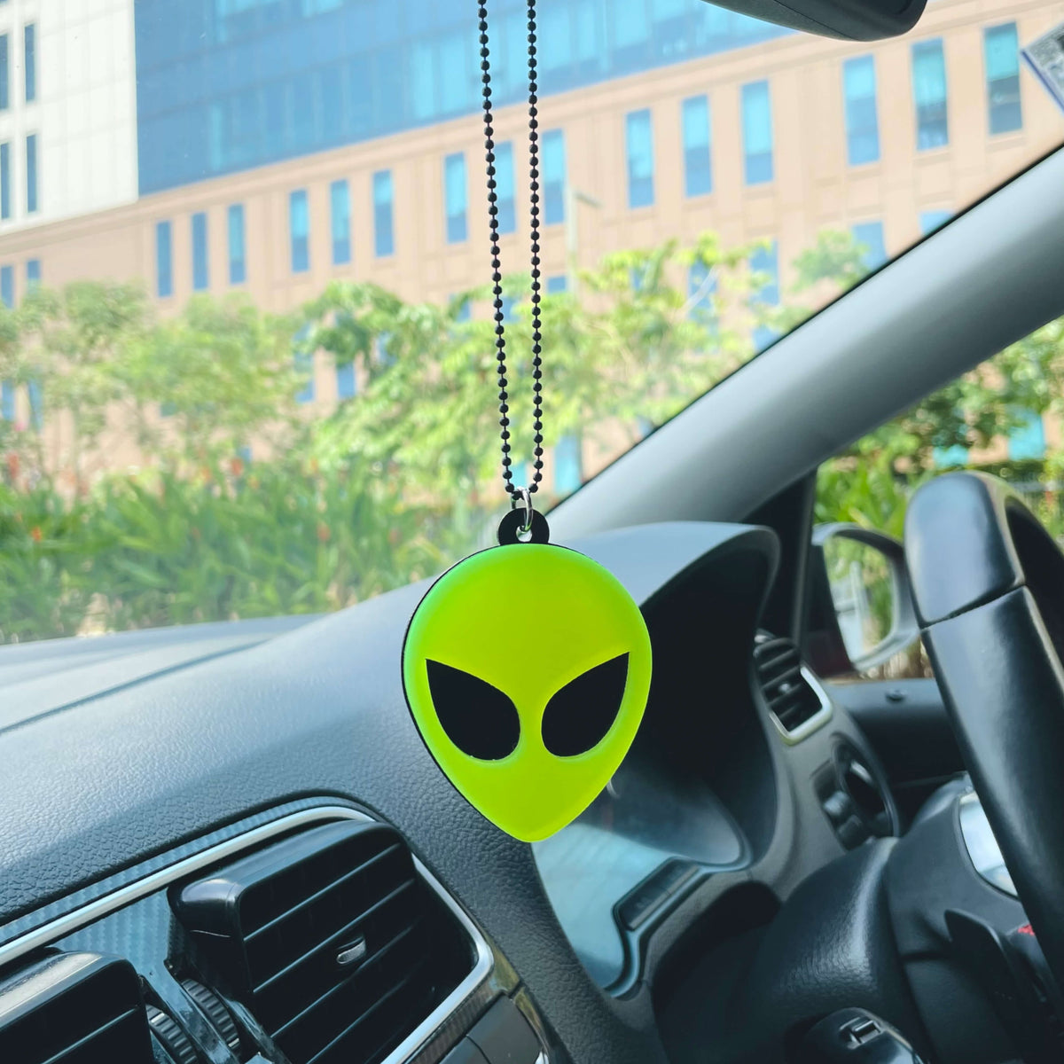 Alien Head Neon Car Mirror Hanging