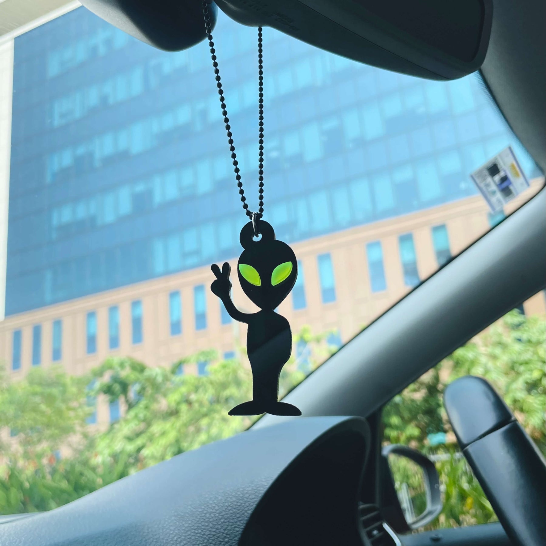 Alien Cosmic Peace Car Mirror Hanging