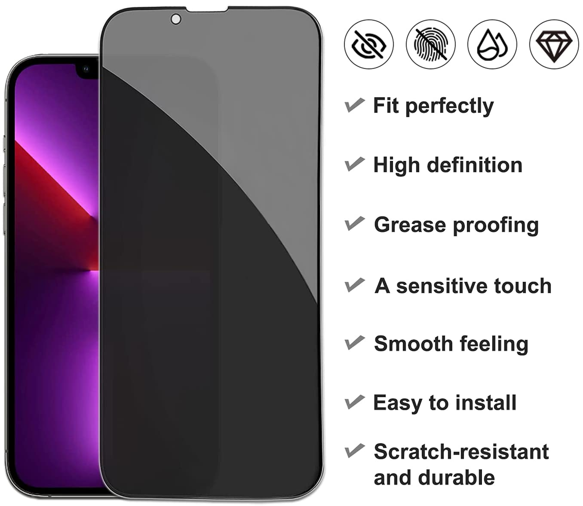 Privacy tempered glass Screen Protector for iPhone