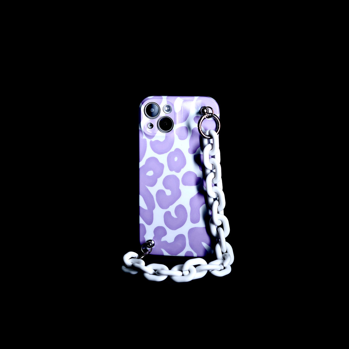 Lavender Leopard Chain holder case for iPhone