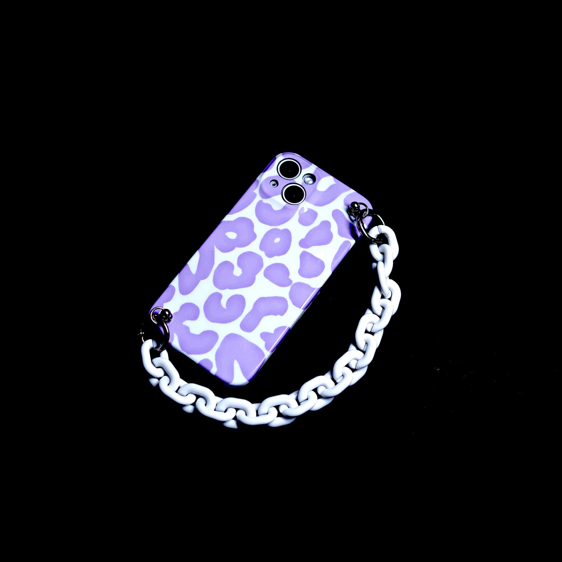 Lavender Leopard Chain holder case for iPhone