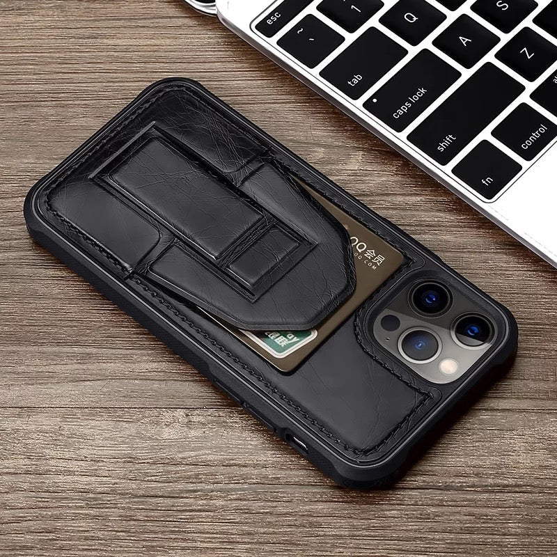 Leather Magnetic Premium Card Holder case for iPhone